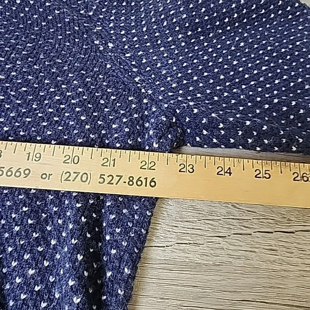 J. Crew Sweater Men's Large Navy Blue White Dots Double Button Collar Lambs Wool